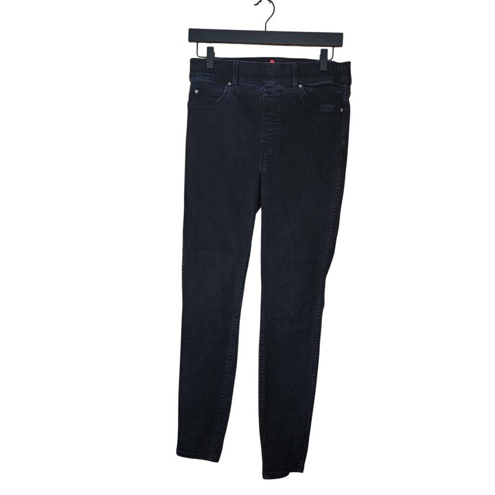 Spanx Womens Skinny Jeans M Black Stretch Denim Mid Rise